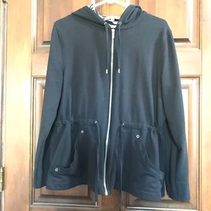 Jones New York Women Black Zip Up Zebra Hoodie XL